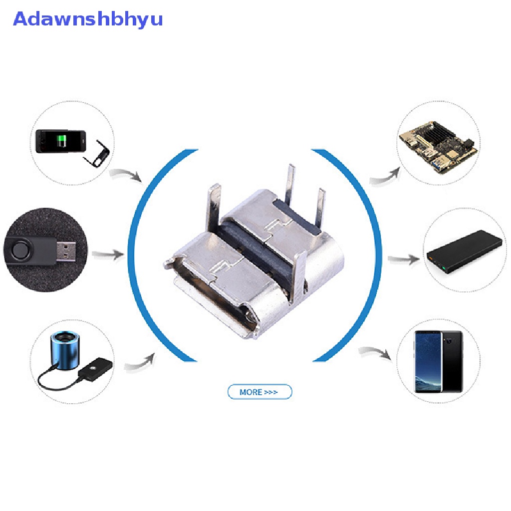 Adhyu 10x Micro Usb 2Pin 90derajat Konektor Wanita Tipe B Untuk Konektor Hp ID