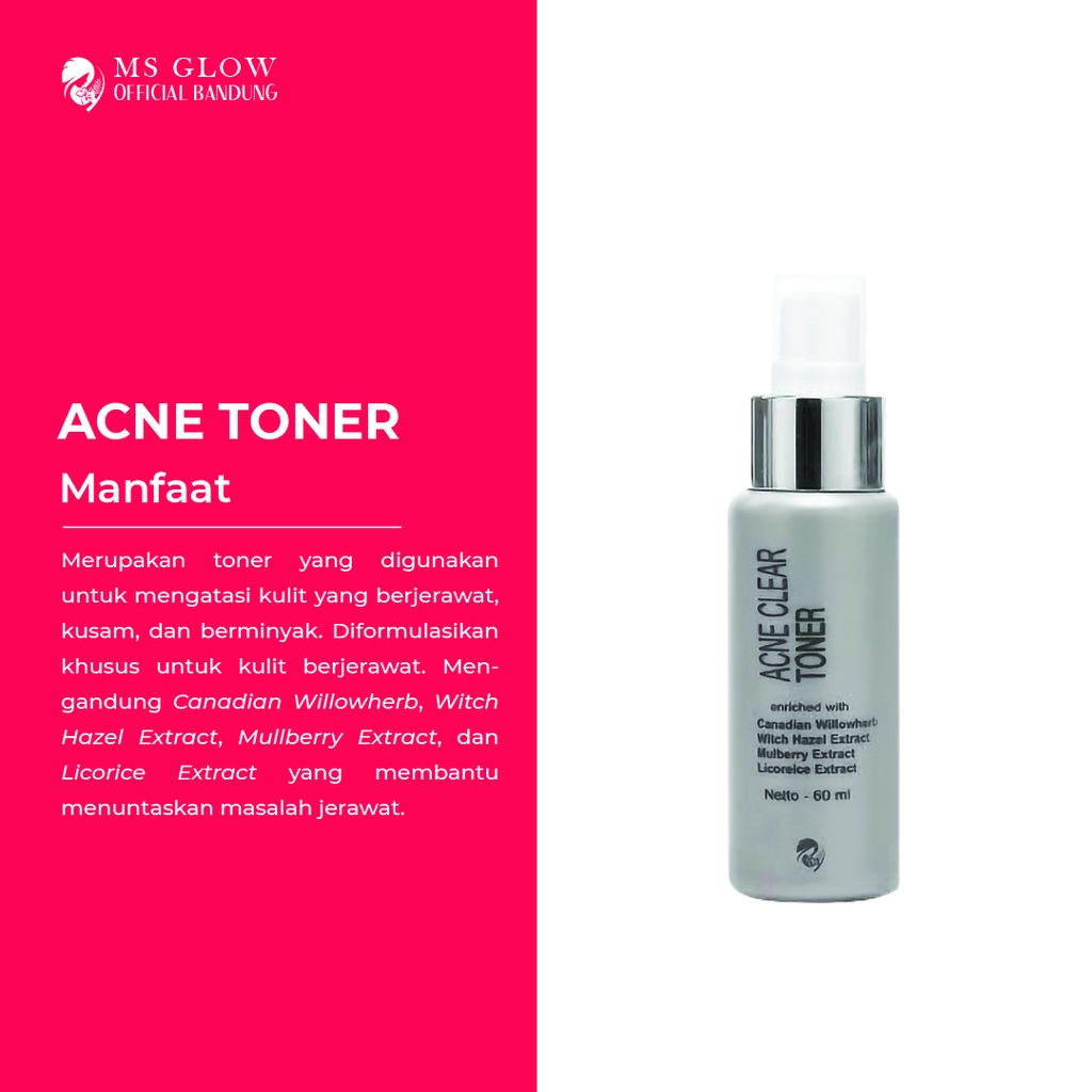 Acne Toner MS Glow / Pembersih / Perawatan Wajah Untuk Jerawat Termurah - By Msglowofficialbandung