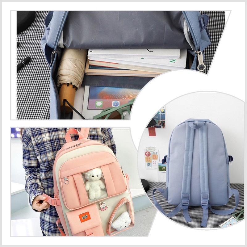 TAS RANSEL ANAK PEREMPUAN import set 5 in 1 SD SMP SMA BACKPACK REMAJA SEKOLAH boneka