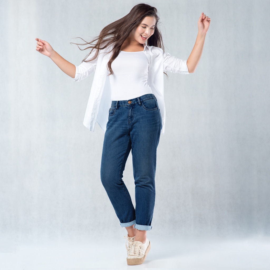 C2 Vanion Navy Jeans Boyfriend Wanita