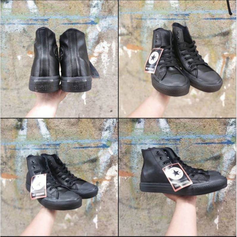 Converse Full Black High Kulit Converse Hitam Polos