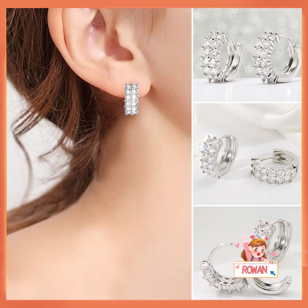 R-bunga Berlian Anting Perak Daith Keong Snug Hidung Cincin Cubic Zirconia Tubuh Perhiasan Huggie Hoop Earring Shiny Zircon Ear Buckle