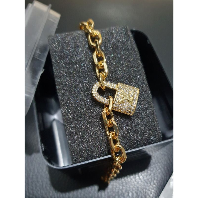 Gelang Titanium Asli kilau mirip emas asli Premium Quality Anti karat anti alergi Stainless steel ori mata kilau G34