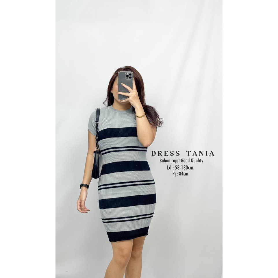HOPYLOVY - Mini Dress Stripe bahan Rajut Tania