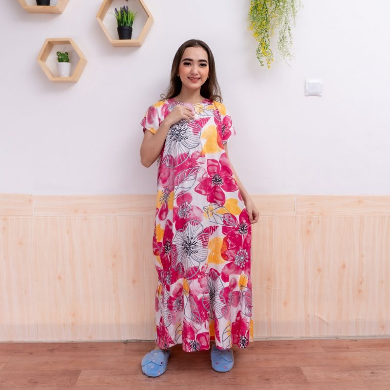 Daster Panjang Motif / Daster Panjang Busui / Daster kekinian Perempuan Remaja dan Dewasa