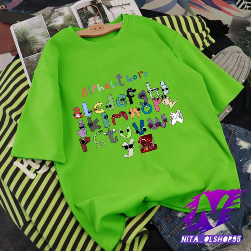 baju anak kaos anak alphabet lore A B C D E F G H I J K L M N O P Q R S T U V W X Y Z