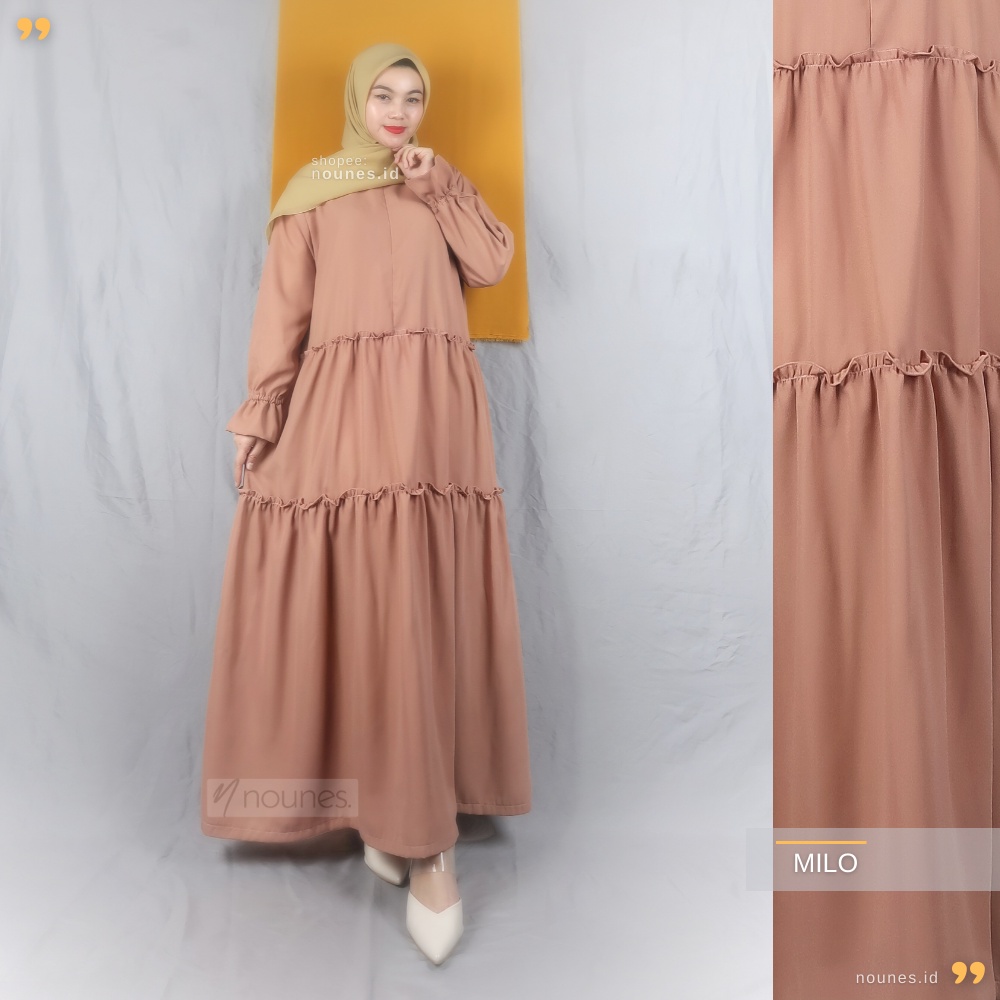 Nounes Mia Midi Dress Polos DropWaist matt Wollycrepe Premium ALL SIZE LD 110 PB 127