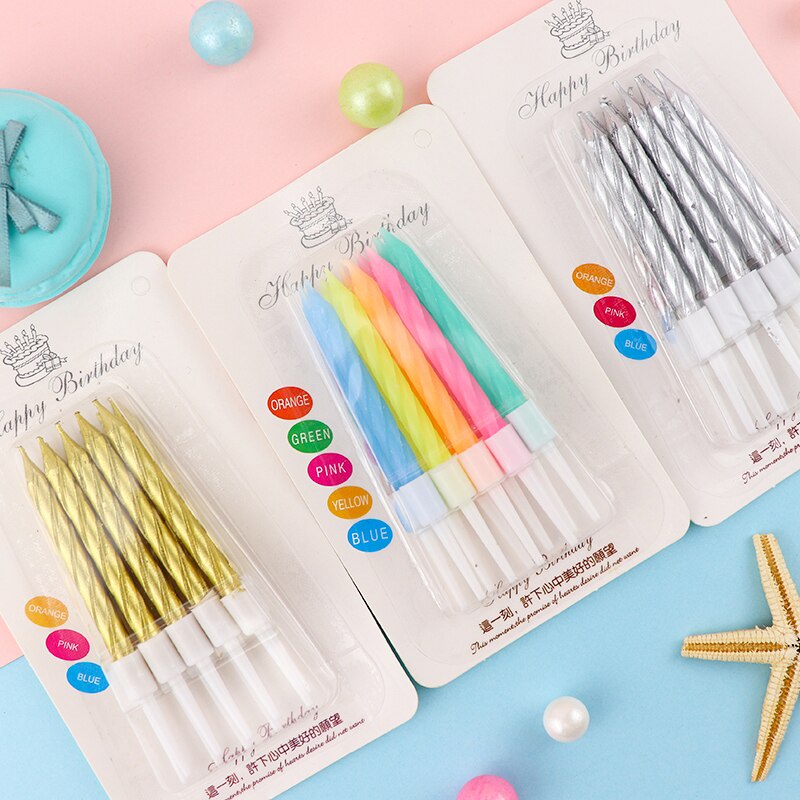 Lilin Ulang Tahun Ulir / Spiral Pendek METALIC | PASTEL isi 10 pcs - LPM Shop