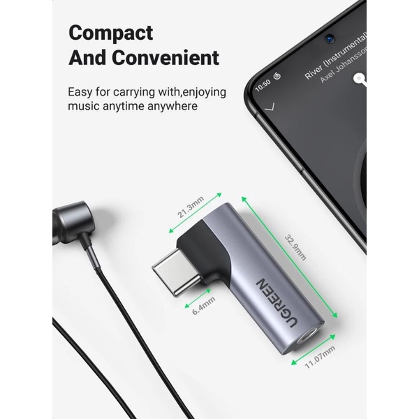 Ugreen USB Type C to 3.5mm Audio Adapter DAC Chip for Samsung iPad Pixel Asus Huawei Xiaomi Oppo Vivo