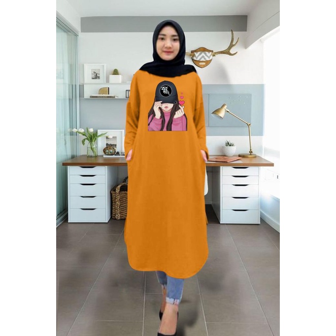 Tunik wanita DTF CEWEK TOPI / tunik murah / tunik kekinian / tunik panjang / tunik import / tunik jumbo