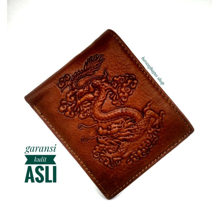 Dompet Kulit asli Pria Cowok unik keren logo NAGA Model 3 Dimensi