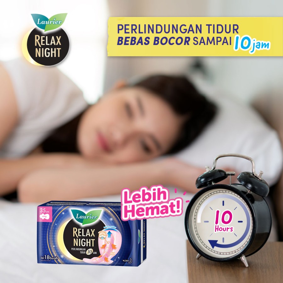 LAURIER RELAX NIGHT WITH GATHER 40CM 16 PADS / PEMBALUT