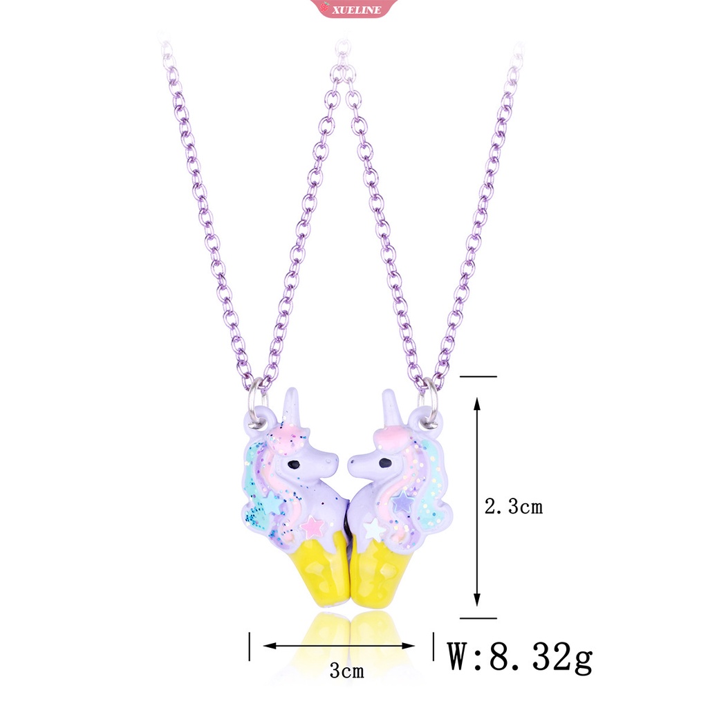 Fashion Lucu unicorn Kalung Kartun Anak magnet Kalung BFF Teman Baik Paduan Tetes Minyak fashion Perhiasan Anak Hadiah [ZXL]