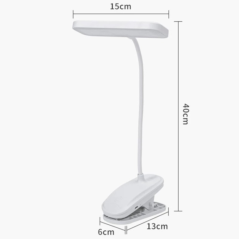 Lampu Meja Baca USB Powered Fixed Fleksibel Ditekuk Peredupan LED 3kecepatan Dimmable Belajar Kerja Kantor Samping Tempat Tidur USB Rechargeable Night Lamp Dengan Klip360° Pelindung Mata Lentur