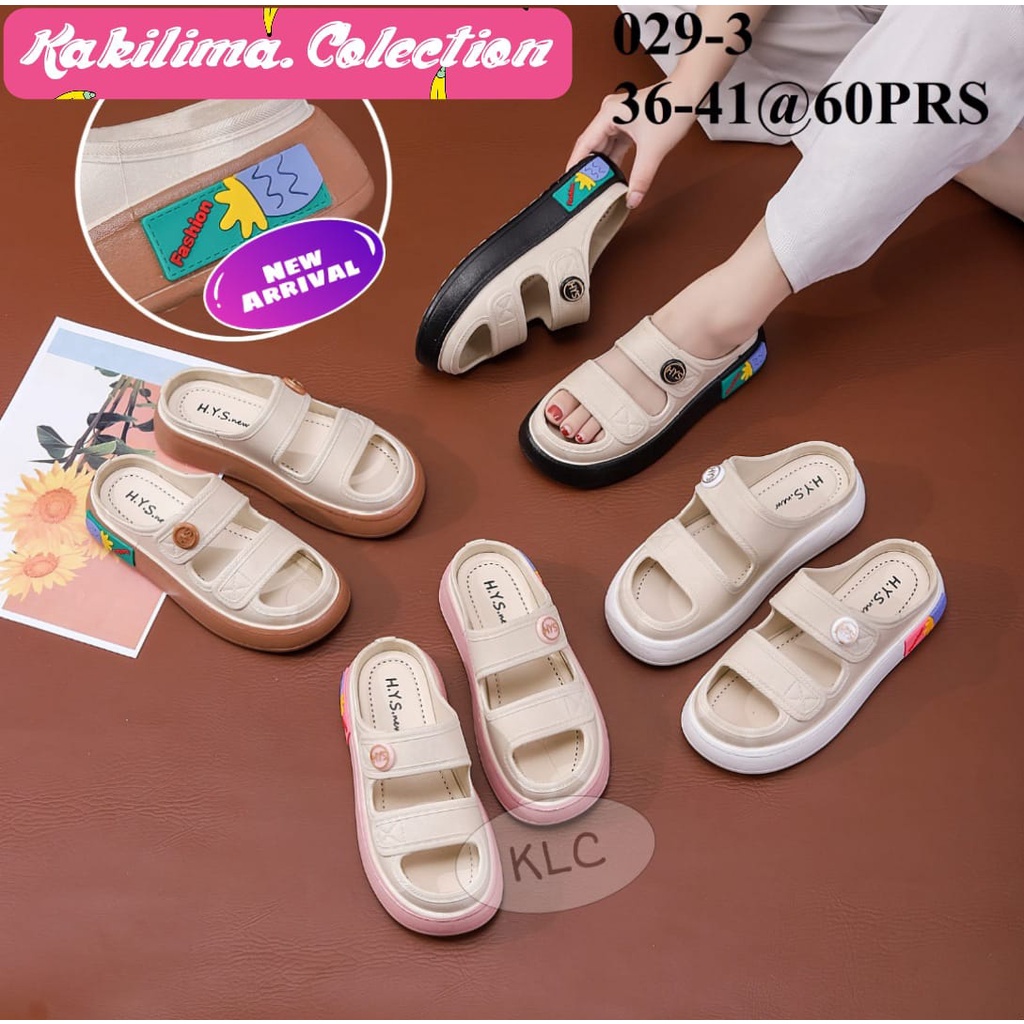 Sandal clog wedges wanita sendal slop karet jelly perempuan