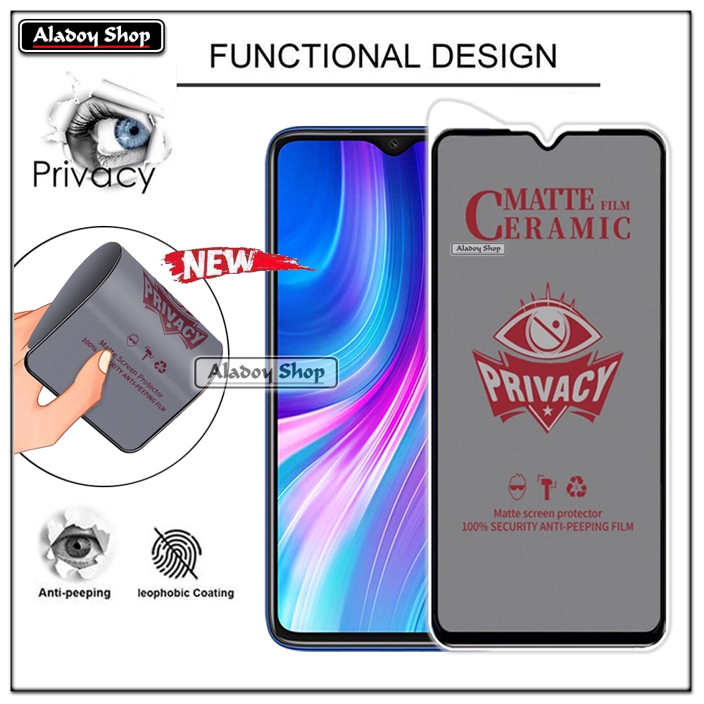 PAKET 2IN1 Anti Gores Privacy Xiaomi Redmi Note 8 Pro + Tempered Glass Kamera