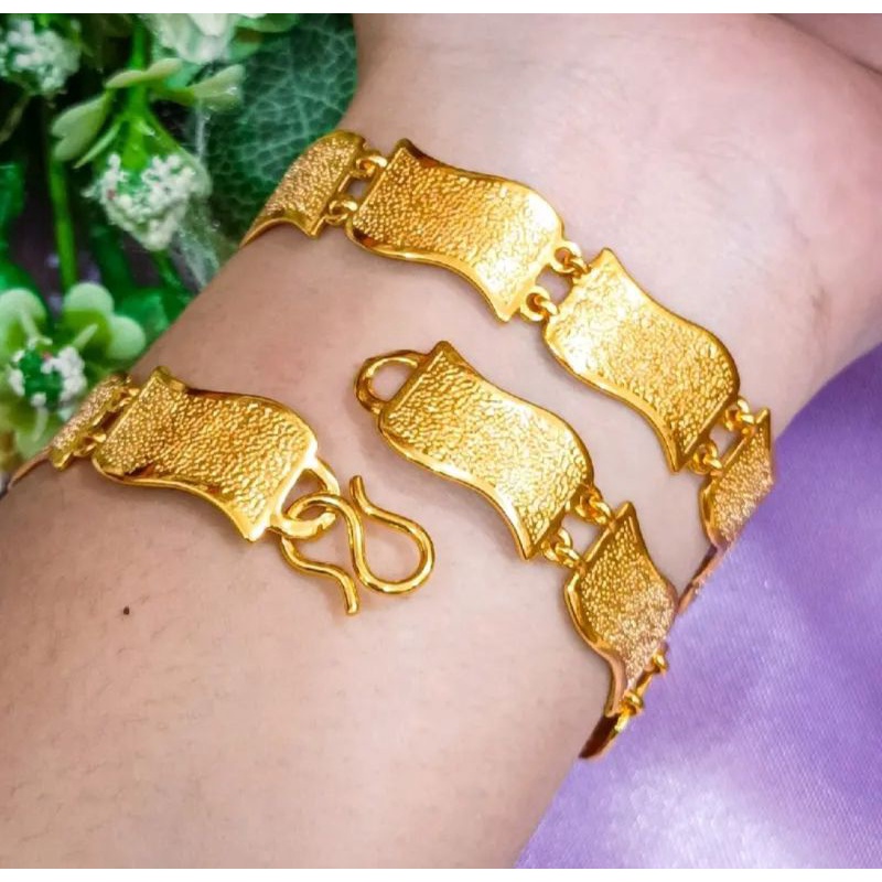 Gelang gelombang lapis emas 24k