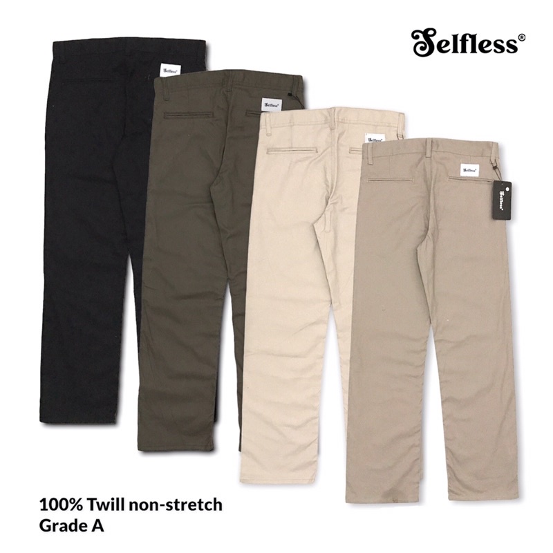 Selfless - Celana Chino Loose Straight Baggy Fit Standar Panjang Pria Work Pants Chino Fatigue Pants Celana Panjang Kerja Kantor Cinos Chinos Longgar Gober Gombrang Standar Hijau Army Hitam Abu Mocca Khaki