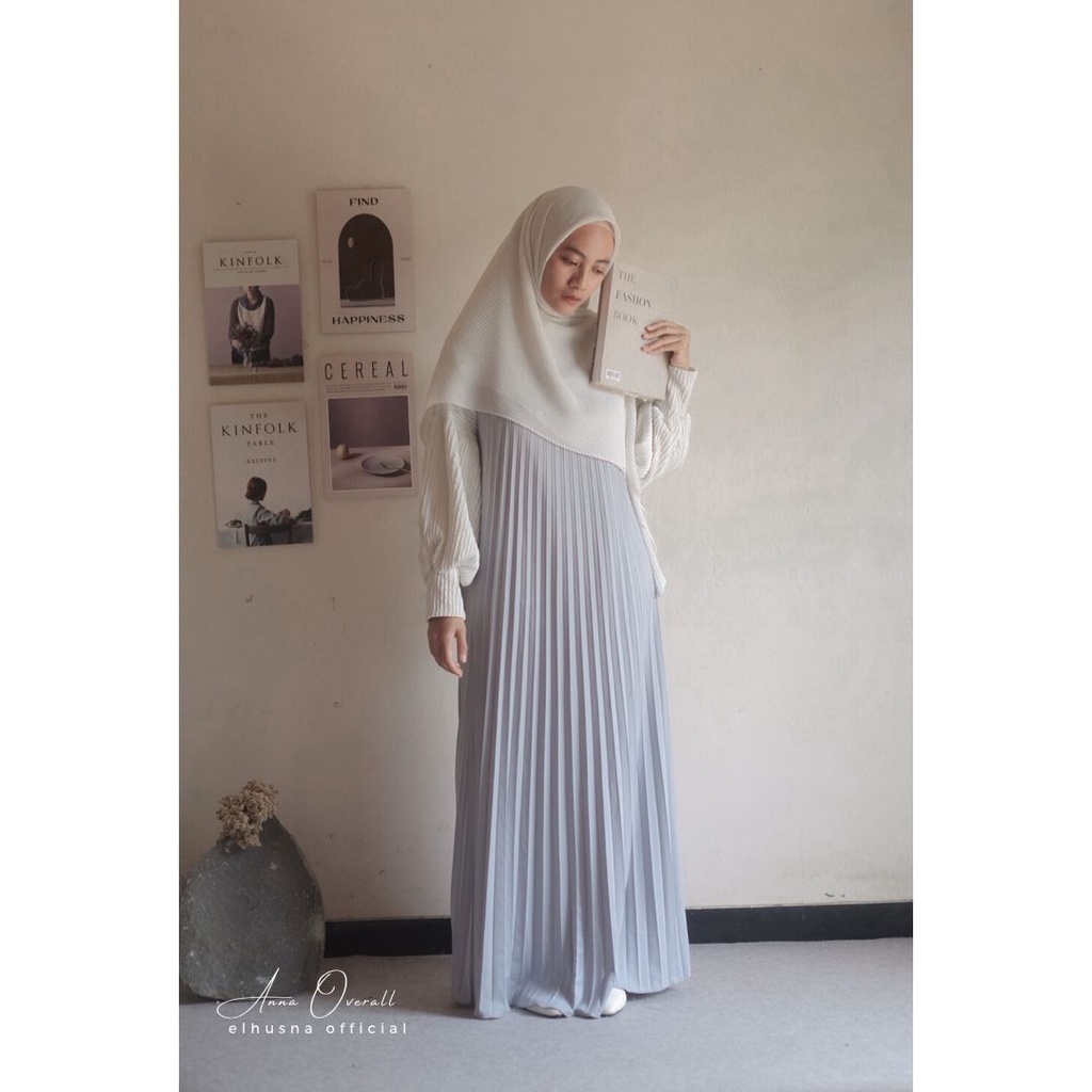 [𝐄𝐥𝐡𝐮𝐬𝐧𝐚] Anna Overall/ Overall plisket / Slip dress / Circle dress overall / Overall wanita