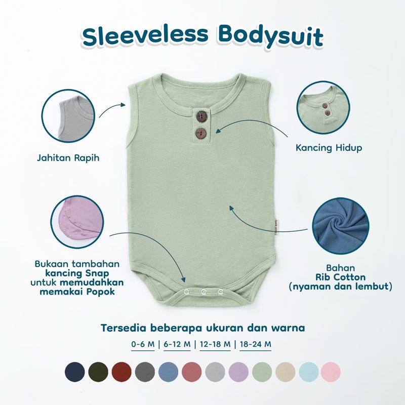 NICE KIDS - SLEEVELESS BODYSUIT KANCING - BODYSUIT BAYI - JUMPER ANAK - ROMPER BAYI