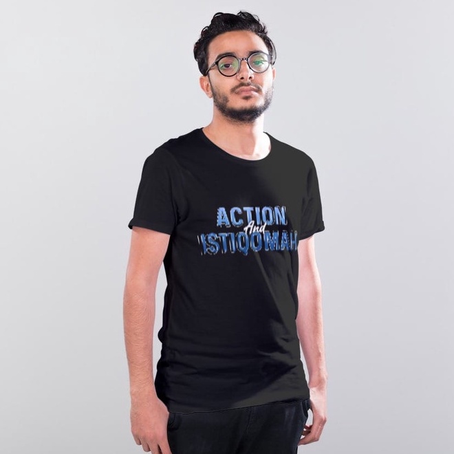 Kaos Dakwah Islami Action and Istiqomah Cutton Combed 30s Premium