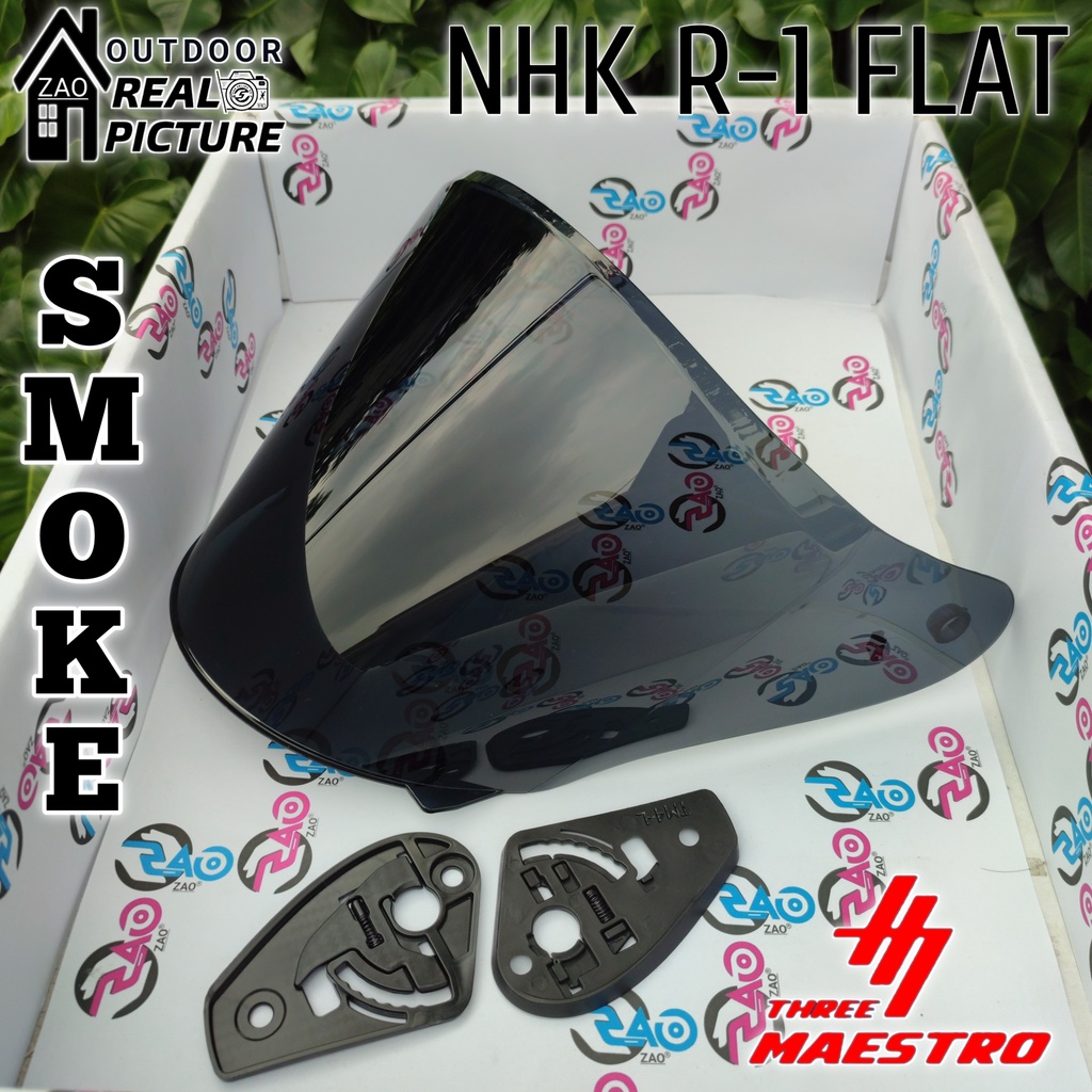 kaca helm Flat visor NHK R1 SOLID visorflat nhk r-1 clear rone putih smoke Iridium blue/ iridium red/ iridium silver/iridium gold tm4