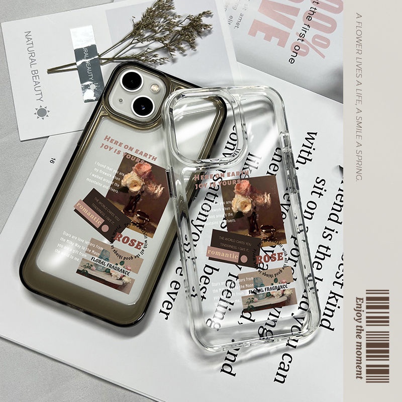 IPHONE Rose Fragrance Shockproof Soft Phone Case Kompatibel Untuk Iphone14 13 12 11 Pro XS Max X XR 78 6 6S Plus Casing Transparan TPU Cover