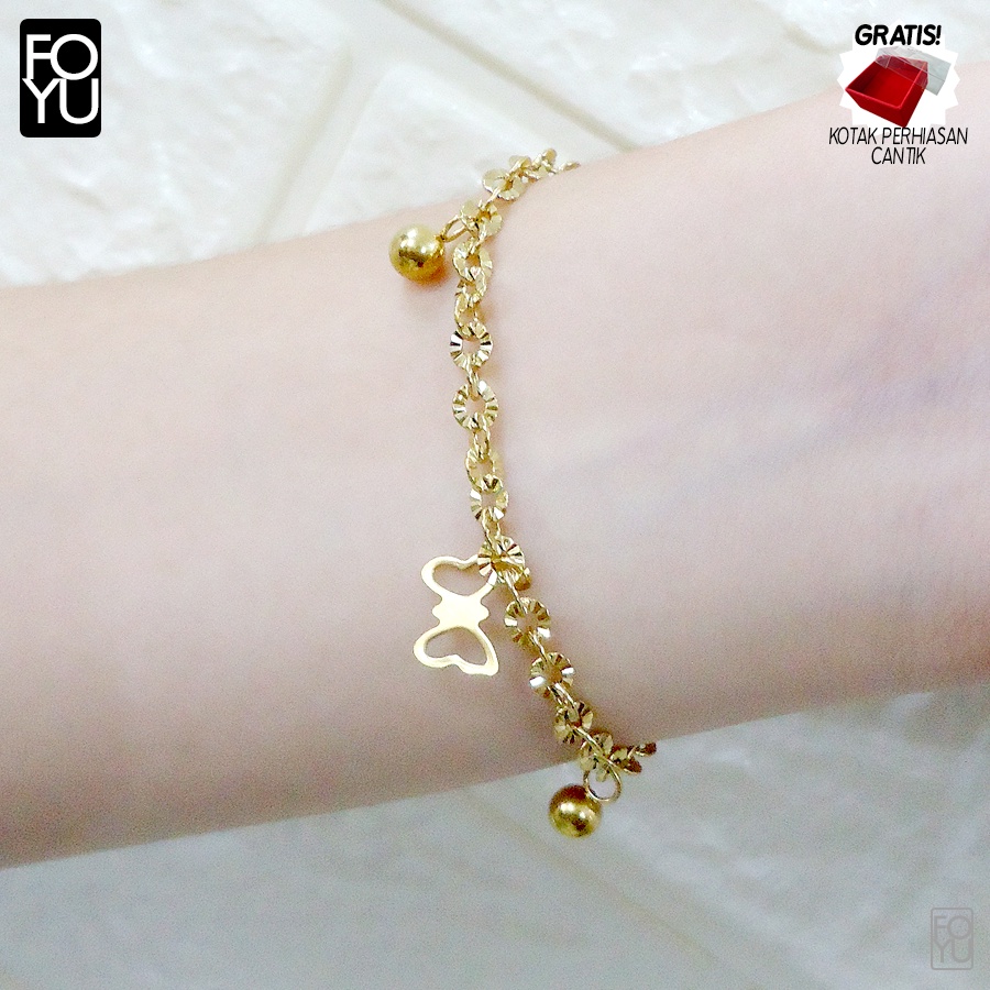 Gelang Tangan Anak Anak Wanita Dewasa Titanium Anti Karat Lapis Emas Model Terbaru Kekinian Kupu Kup