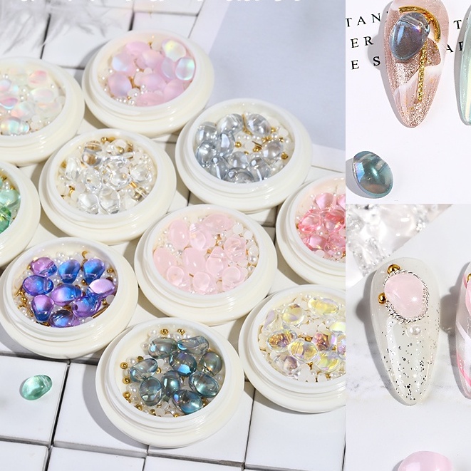 【 COD 】hiasan crystal clear white mix shape / acc white pearl hiasan kuku charm nail wheel