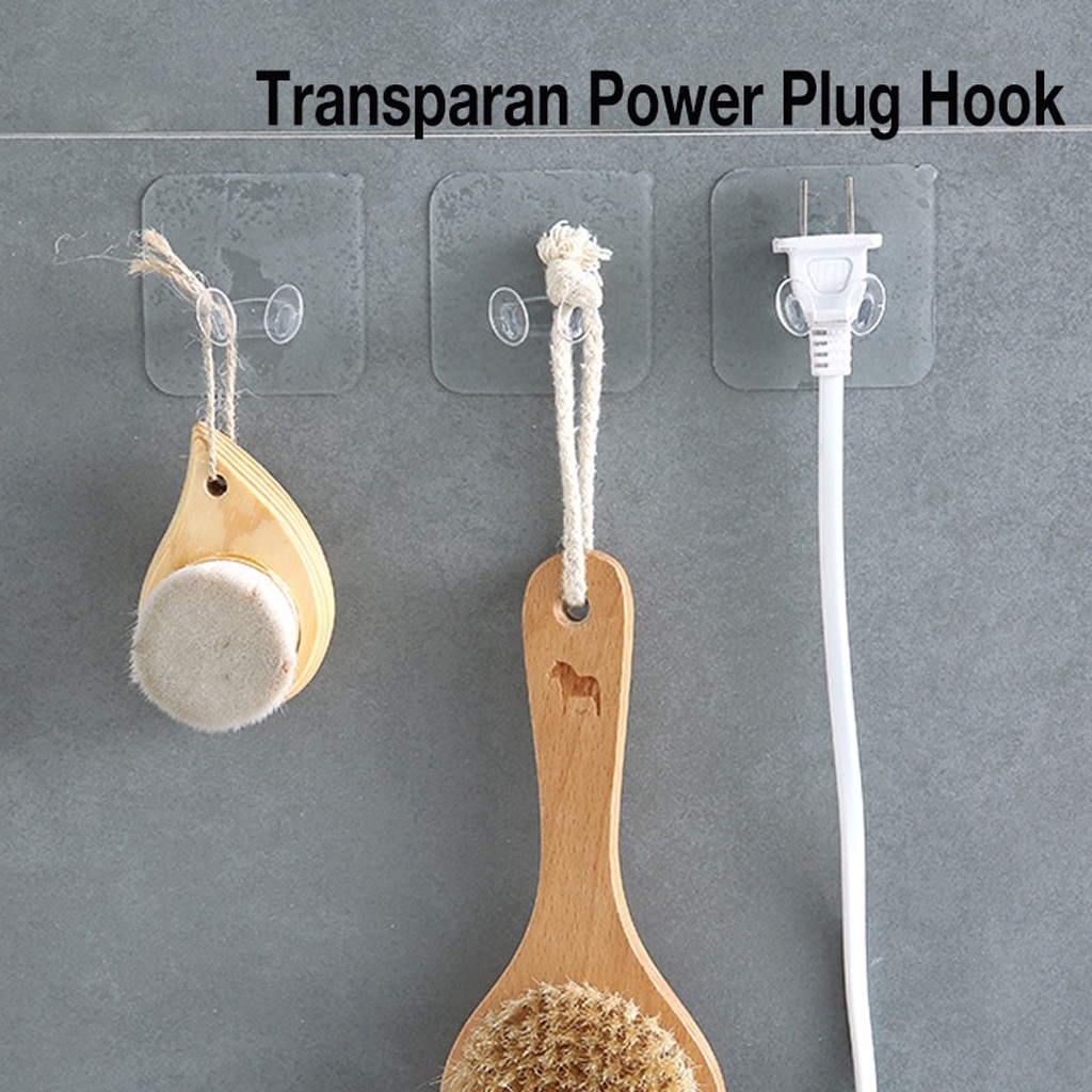 Gantungan Colokan Kepala Steker Listrik / Transparan Power Plug Hook / Hook Steker Gantungan Colokan