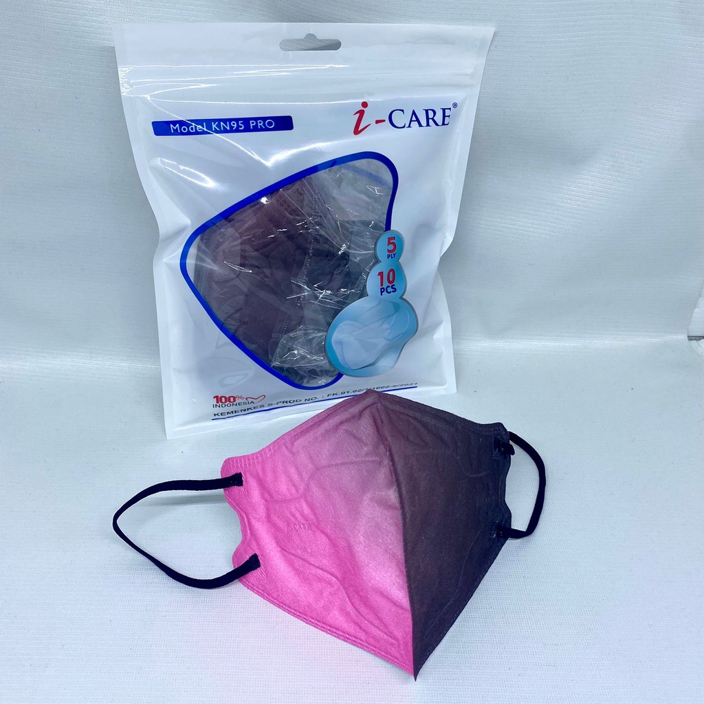 Surgical Mask KN95 Pro Sachet ICARE 5ply Premium Quality isi 10pc Kemenkes Masker Dewasa