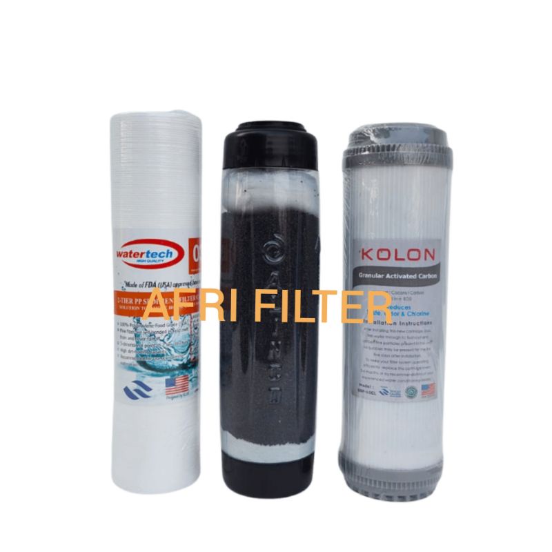 Paket NANO 3 Saringan/ Filter Air Zat Berbesi Siap Pakai (Clear 10&quot; drat 3/4&quot; SPG)