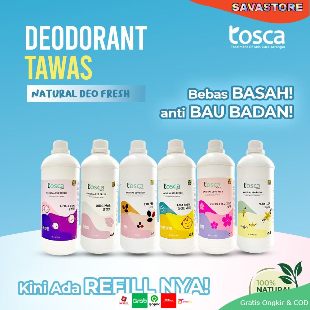 TOSCA Deodorant Refill 1 Liter Tosca Isi Ulang 1 L - TOSCA Deodorant Tawas Cair Ampuh Mencegah Bau Ketiak | PEMUTIH KETIAK