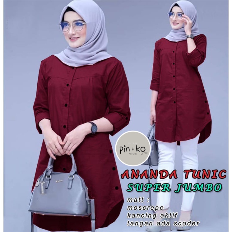 PIK - Tunik Ananda JUMBO XL, XXL, 3XL /ATASAN MUSLIM/ TUNIK WANITA/ PAKAIAN WANITA / BAJU MUSLIM