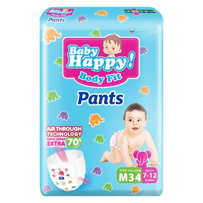 Pempers Popok Baby Happy Body Fit Tipe Celana M34