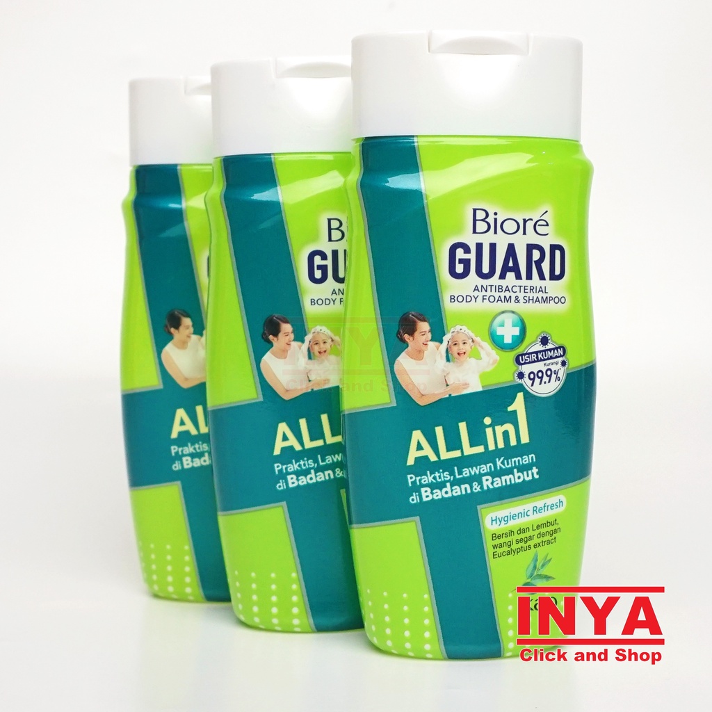 BIORE GUARD ALL IN 1 BODY FOAM &amp; SHAMPOO HYGIENIC REFRESH 100ml - Sabun Cair Mandi
