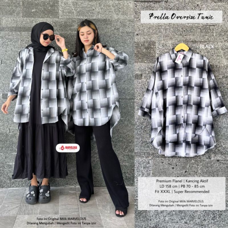 PRELLA OVERSIZE TUNIK BY MARVELOUS / TUNIK JUMBO WANITA MUSLIMAH / Atasan wanita ld jumbo