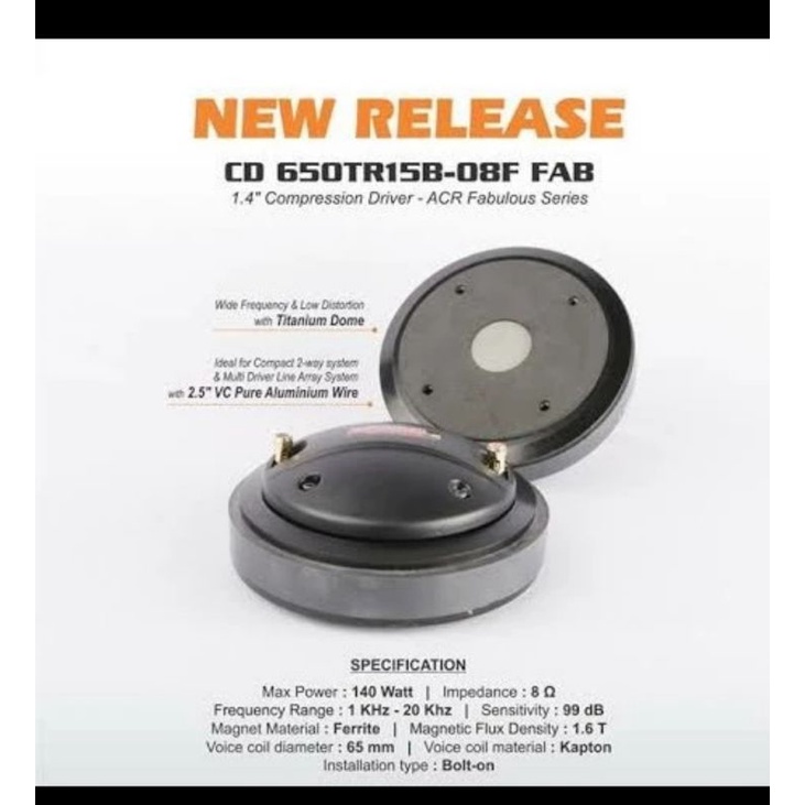 Driver Tweeter horn CD 650TR15B-08F Acr Fabulous