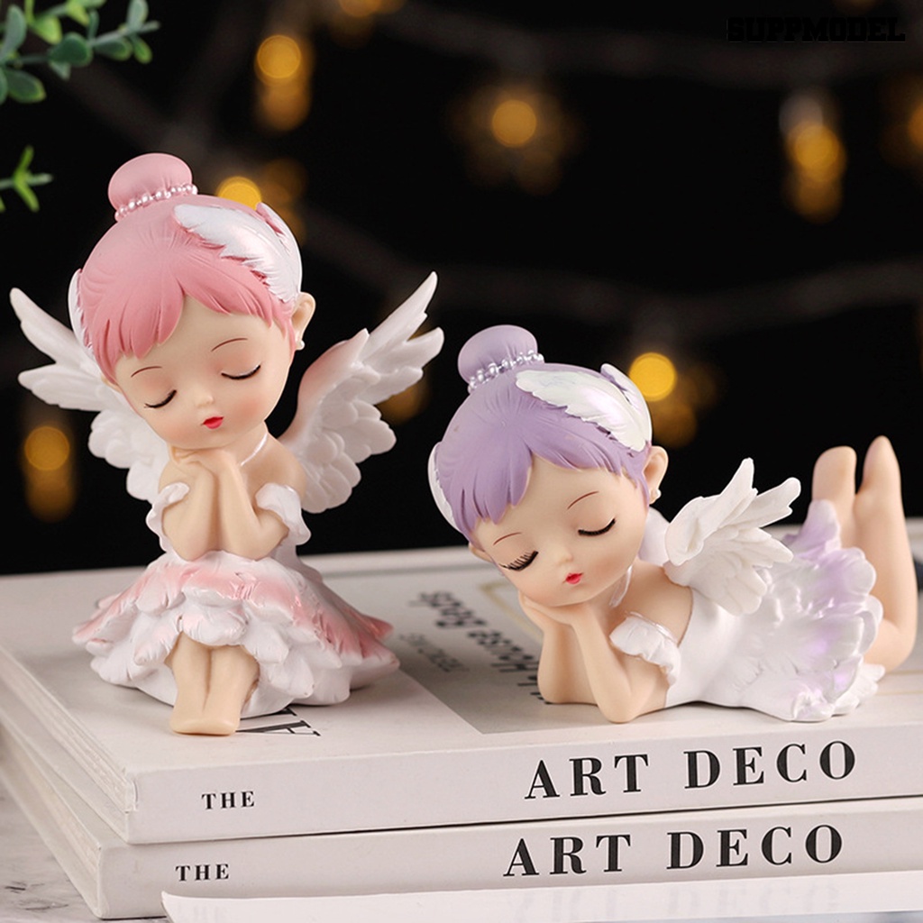 [Dekorasi] Patung Gadis Realistis Kartun Ornamen Mobil Mini Patung Malaikat Dekorasi Rumah