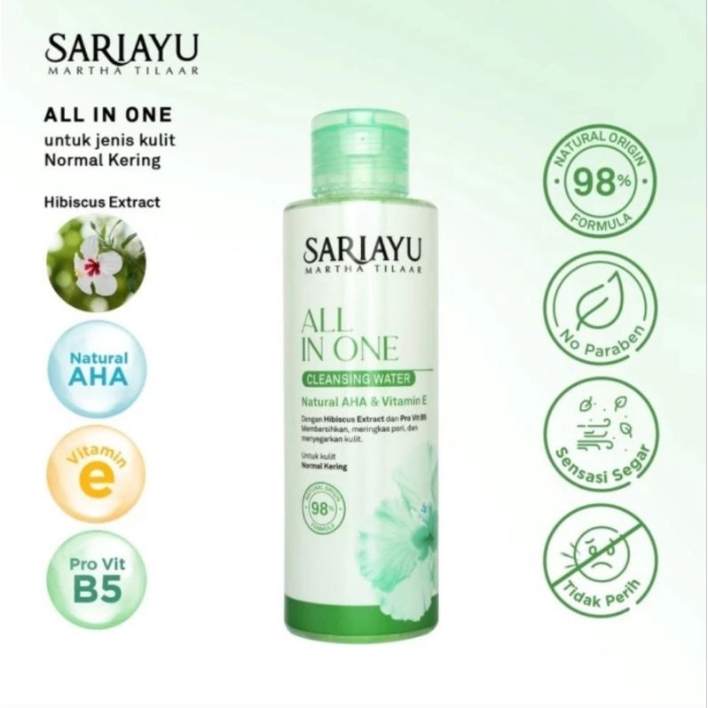 Cleansing Water | SARIAYU | ALL IN ONE | Untuk Kulit Berminyak dan Kulit Kering