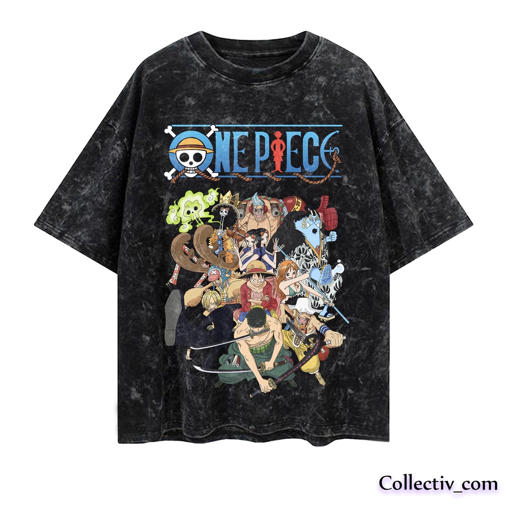 T-shirt One Piece Sand Wash Oversize Anime One Piece Vintage Tee