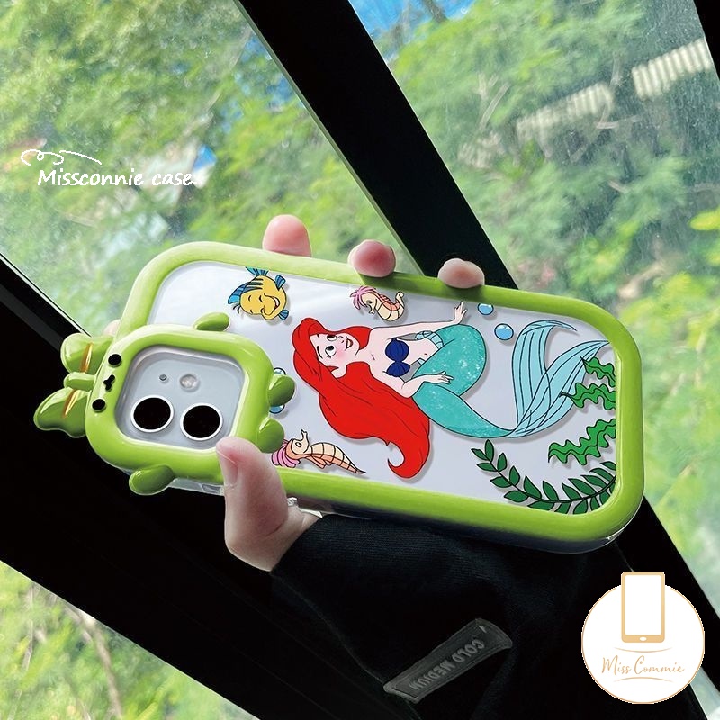 IPHONE Case Cocok Untuk Iphone8 7 6s 6 Plus 11 13 12 14 Pro Max XR XS Max 14 Plus X SE 2020 3D Bow-knot Little Monster Lensa Soft TPU Lucu Disney Mermaid Kartun Winnie the Pooh Cover