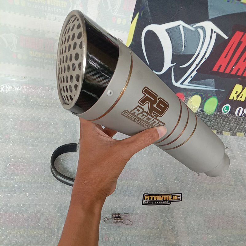 selencer silincer silencer knalpot racing R9 h2 Inlet 50/51mm for ninja 250 fi old ninja 250 fi new 