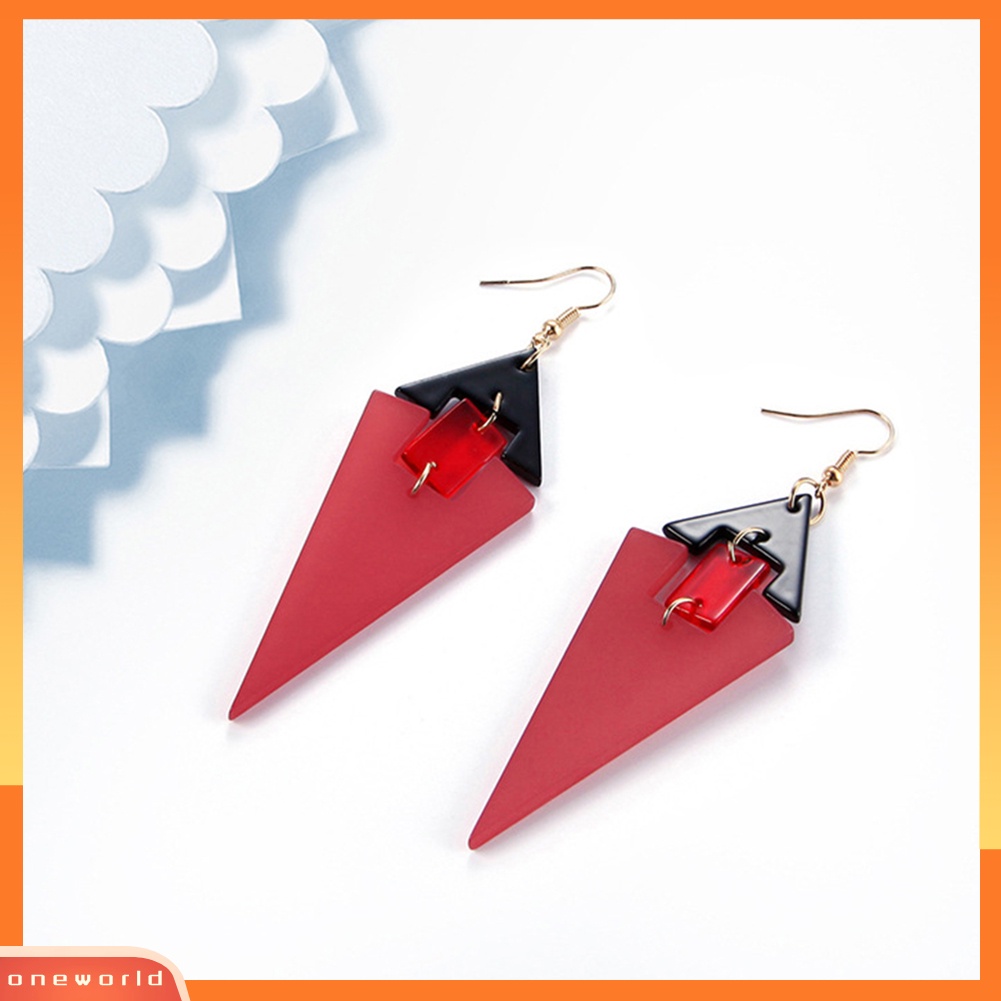 [WONE] Fashion Wanita Segitiga Panjang Liontin Anting Pernyataan Pesta Perhiasan Hadiah