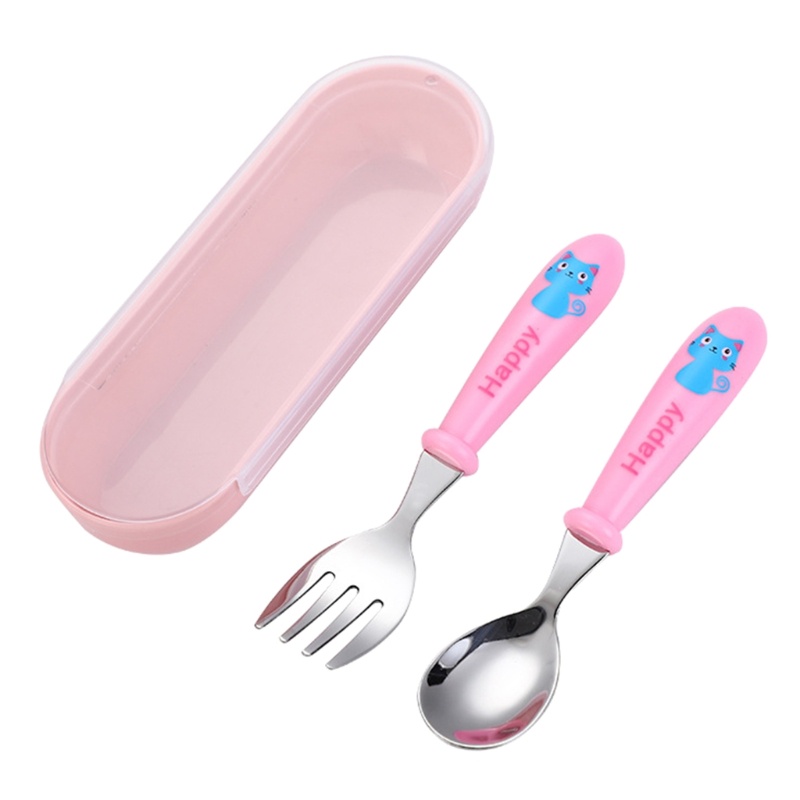 Mary Baby Spoon Feeding Spoon &amp; Fork Grade Kids Peralatan Dapur Stainless Steel Feeder Spoon Balita Sendok Garpu Gadget