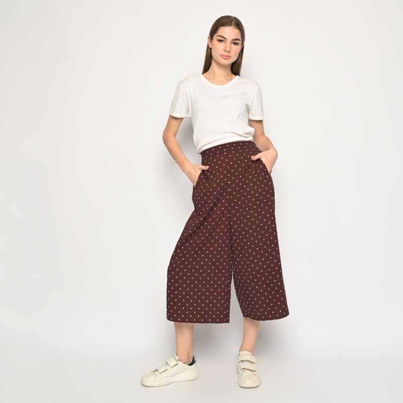 Kulot Polka Cokelat - Celana Panjang Wanita - Cullote Pant PA6/PA8