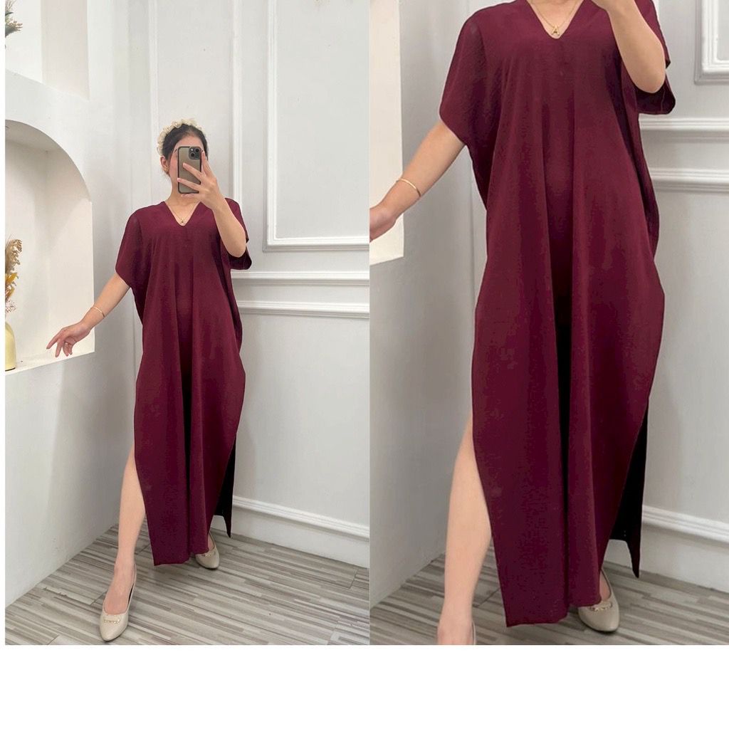 Alody long panjang V-neck airflow / long arquare crinkle panjang