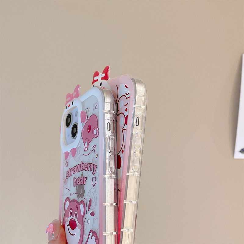 Case Beruang Strawberry Kartun OPPO A17 A17 A17K A57 2022 A77S A77 A15 A16 A16K A54 A53 A12 A5S A7 A3S A11k A31 A52 A92 A94 A93 A37 F9 A1K Reno 5a76 A96 A36 Monster Kecil Case