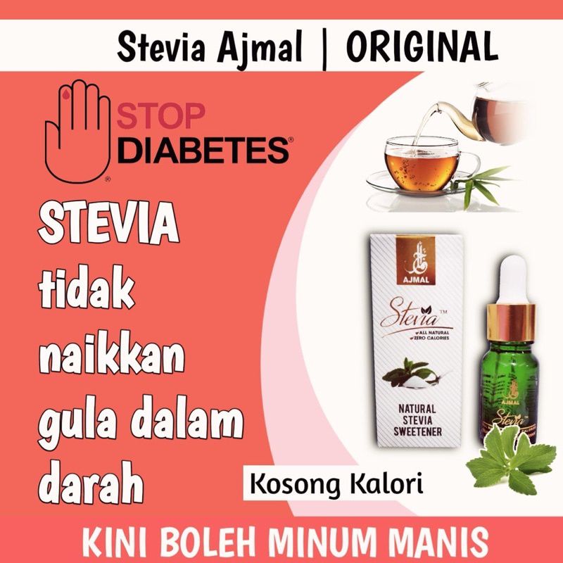 STEVIA AJMAL - Pemanis Alami untuk Penderita Diabetes, Diet | Pemanis Alami Tanpa Kalori | Pengganti Gula