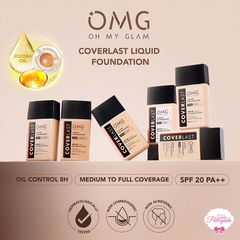 [BISA COD] OMG Oh My Glam Coverlast Series - Liquid Foundation - Foundation OMG - OMG coverlast two way cake - Bedak OMG - OMG Two Way Cake